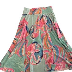 Lilly Pulitzer Pink and Green Floral Kids Skirt xxs cotton